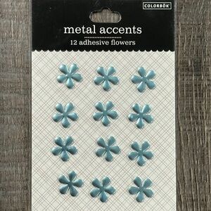 💞 New Blue Metal Flower Scrapbook Stickers